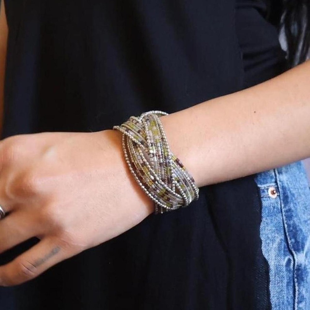 Multi-Strand Beaded Cuff Bracelet